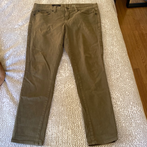 Women’s J.CREW Toothpick Ankle Jeans, Olive Green - Size 31 - Picture 2 of 2